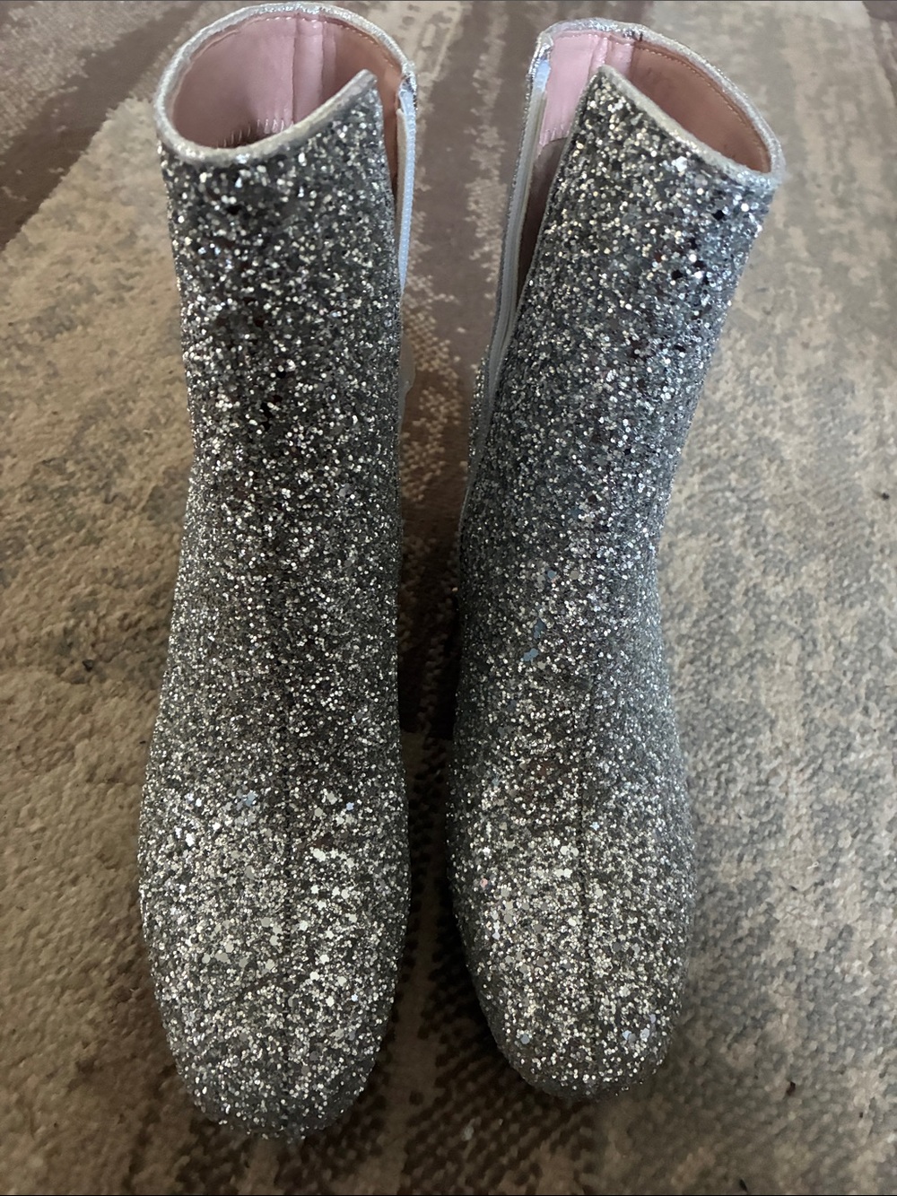 Sparkle Silver Glitter Ankle Boots - Women